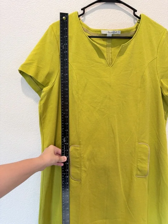 Boden Carolyn Ponte Jersey Dress 16 Lime Green Mod 60s Retro Shift Midi Pockets - Picture 5 of 8